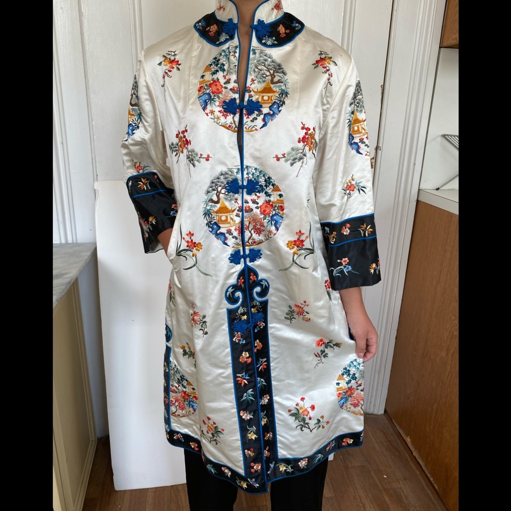 Embroidered Silk Chinese Long Jacket